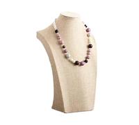 Buste Mannequin pour Bijoux Collier en lin jaune pendentif bijoux présentoir support étagère d'exposition chaîne boucle d'oreille bijoux buste affichage organisateur vitrine support(40cm)
