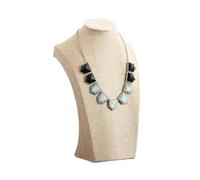 Buste Mannequin pour Bijoux Collier en lin jaune pendentif bijoux présentoir support étagère d'exposition chaîne boucle d'oreille bijoux buste affichage organisateur vitrine support(30cm)