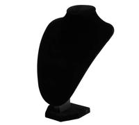 Buste Mannequin pour Bijoux Faux cuir Mannequin bijoux collier présentoir cou buste support vitrine spectacle décorer(Velvet 19.5CM Black)