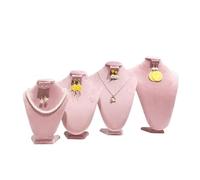 Buste Mannequin pour Bijoux Présentoir à bijoux en velours soyeux, 1 pièce, présentoir for colliers, pendentifs, mannequin, buste(Pink,XS)