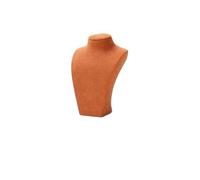 Buste Mannequin pour Bijoux Présentoir de collier en microfibre Orange, modèle de cou de Portrait, accessoires de fenêtre d'exposition de bijoux(Orange-2)