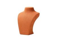 Buste Mannequin pour Bijoux Présentoir de collier en microfibre Orange, modèle de cou de Portrait, accessoires de fenêtre d'exposition de bijoux(Orange-4)