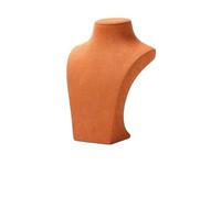 Buste Mannequin pour Bijoux Présentoir de collier en microfibre Orange, modèle de cou de Portrait, accessoires de fenêtre d'exposition de bijoux(Orange-6)
