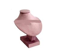 Buste Mannequin pour Bijoux Présentoir de colliers et pendentifs for mannequins, tour de cou, perles, chaîne, portrait, modèle(Pink Velvet)