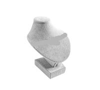 Buste Mannequin pour Bijoux Présentoir de colliers et pendentifs for mannequins, tour de cou, perles, chaîne, portrait, modèle(Grey Velvet)