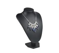 Buste Porte-bijoux Présentoir à bijoux en similicuir noir, mannequin for collier, pendentif, buste, présentoir for cou(Height22cm)