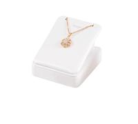 Buste Porte-bijoux White Leather Pendant Necklace Chain Jewellery Display Stand Mannequin Holder Rack Bracelet Earrings Ring Counter Organizer(Round Corner Pendant)