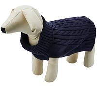 Buster & Beau Pull Charlton en Tricot torsadé pour Chien Bleu Nuit Taille M Doux Chaud Confortable Extérieur Intérieur Facile à Porter pour Toutes Les Races