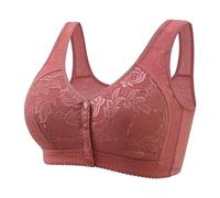 Bustier avec bonnets pour femme - Soutien-gorge décontracté et respirant - Sous-vêtements sans anneau en acier - Fronces et fleurs - Ensemble pour femme, Brique rouge., 44
