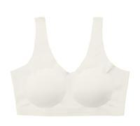 Bustier Bleu Soutien-Gorge de Sport Amincissant et Confortable pour Femme, Bonnets Fixes, Large, Bretelles Amovibles Brassière Post Opératoire Coton (White, 0XL)