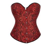 Bustier Corset pour femme avec lacets à la taille - Corset à baleines - Lingerie galbante - Lingerie florale à volants - Costume grande taille S-6XL, bordeaux, XL