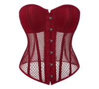 Bustier Dentelle Rouge Corset en de guêpe désossé sous Le Buste en Acier Robuste pour Femmes Débardeur Blanc Dentelle (Red, M)