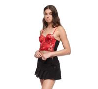 Bustier en satin Ã fleurs brodÃ©es femme Superdry Rouge L
