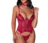 Bustier Femme- Body De Lingerie FéMinine Avec Armatures Et String à Lacets Au Dos IdéAl Pour Les Occasions SpéCiales