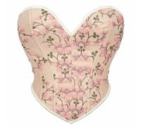 Bustier Femme Sexy Corset Medieval Femme Soutien-Gorge pour Femmes Coupe Cintrée Sexy Petit Gilet Imprimé Motif Pétale Soutien De La Poitrine Haut Ventre Plat Grande Taille Beige XL