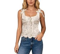 Bustier galbant pour femme en dentelle florale coupe basse réglable dans le dos pour contrôler la taille, aspect lisse, confortable à porter toute la journée, beige, 3XL