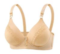 Bustier Jupe Womens No Underwire Bras Plus Size Comfort Soft Bras Supportive Bralettes Cute Breathable Wireless Bra Menstruelle Pochette (Beige, 42B)