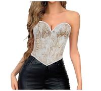 Bustiers Et Corsets Femme,Corset Femme Ventre Plat Sexy Bustier Sexy éRotique sans Bretelles Serre Taille Imprimé Costume Vintage à Lacets dans Le Dos pour FêTe Mariages Halloween