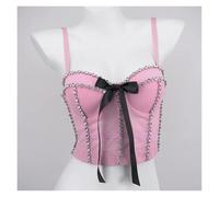 Bustiers Et Corsets Femme Haut court d'été for femmes, corset à rivets et diamants, vêtements for femmes, bustier push-up, soutien-gorge de club, débardeurs faits à la main for dames(5-pink,CN 40)
