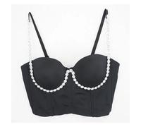 Bustiers Et Corsets Femme Haut court d'été for femmes, corset à rivets et diamants, vêtements for femmes, bustier push-up, soutien-gorge de club, débardeurs faits à la main for dames(3-black,CN 36)