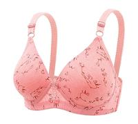 Bustiers pour femme d'âge moyen et plus âgé, tissu en coton confortable sans anneau en acier, soutien-gorge doux et respirant en coton bustiers femme, Rouge pastèque, S