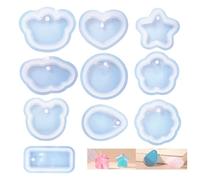 Bustlwor 10 Pièces Moule à Pendentif en Silicone, Moule en Silicone pour Bijoux, Moule en Silicone Avec Trous, Livré avec 20 Accessoires de Roses en Perles pour Décoration Artisanale DIY(Transparent)