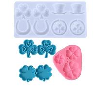 Bustlwor Lot de 4 Moules en Silicone en Forme de Trèfle, Moules en Silicone en Forme de Fleur, Moules en Silicone, pour Chocolats, Bonbons, Glaçons, Gelées, Savons Faits à la Main