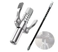 Bustlwor Pompe à Graisse Manuelle, Coupler G pour Pompe à Graisse, Haute Pression Embout Pompe à Graisse avec Tuyau de 30cm(Argent, Noir)