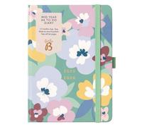 Busy B A6 Agenda - Agenda académique de mi-année - Août '25 - Août '26 - Floral - Semaine à voir, listes de tâches, pages de notes, 3 pochettes, boucle pour stylo, agenda annuel et fermeture élastique