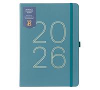 Busy B - Agenda 2026 - Planificateur organiseur semainier A5 avec pochettes, autocollants et pages de notes - Conception compacte pour le travail, la maison et l'école - Similicuir Vert Sapin