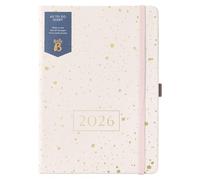Busy B - Agenda 2026 - Planificateur semainier A5 avec listes de tâches à effectuer et page de notes pour le travail, l’école ou le bureau - 3 pochettes et planificateur annuel - Similicuir Spray Doré