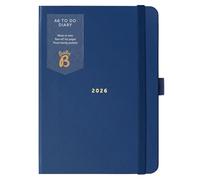 Busy B - Agenda 2026 - Planificateur semainier A6 compact avec listes de tâches à effectuer et pages de notes - Mise en page hebdomadaire, 3 pochettes et planificateur annuel - Bleu Marine