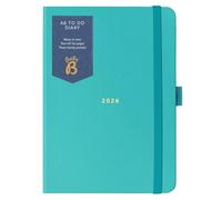 Busy B - Agenda 2026 - Planificateur semainier A6 compact avec listes de tâches à effectuer et pages de notes - Mise en page hebdomadaire, 3 pochettes et planificateur annuel - Turquoise