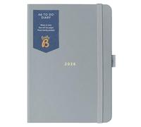 Busy B - Agenda 2026 - Planificateur semainier A6 compact avec listes de tâches à effectuer et pages de notes - Mise en page hebdomadaire, 3 pochettes et planificateur annuel - Gris