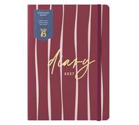Busy B - Agenda 2027 - Semainier A5 - Rayures Bordeaux | L'agenda semainier A5 comprend une mise en page hebdomadaire, pages de notes et fermeture élastique.