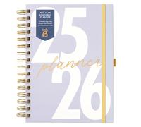 Busy B Agenda A5 Planificateur académique de mi-année - Août '25 à Août '26 - Lavande - Planificateur semainier avec plannings mensuels, pochette de rangement, autocollants, les notes et les objectifs