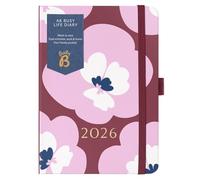 Busy B - Agenda Busy Life 2026 - Planificateur semainier A6 compact pour les étudiants, les enseignants, le travail et avec double emploi du temps, calendrier annuel, pochettes pour stylos - Floral