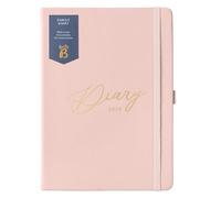 Busy B - Agenda familial 2026- Planificateur semainier A5 avec 5 horaires pour toute la famille, avec un planing annuel, des anniversaires et des notes détachables - Similicuir Rose Poudré/Doré