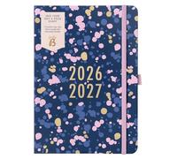 Busy B Agenda scolaire A5 août 2026-2027, journalier, listes To-Do, notes, 3 pochettes, passant stylo, plan annuel, fermeture élastique, couleur Spray marine.