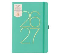 Busy B Agenda scolaire A5 août 2026/2027, planificateur journalier avec double planning, espace pour deux emplois du temps, pages lignées, notes, plan annuel, Cuir végane vert.