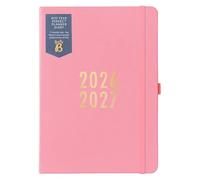 Busy B - Agenda scolaire A5 - août 2026/août 2027 - Planificateur académique semainier avec autocollants, passant pour stylo et bloc-notes - Cuir végane rose