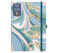 Busy B - Agenda scolaire A5 - août 2026/août 2027 - Planificateur semainier avec listes To-Do, pages de notes, 3 pochettes, passant pour stylo, planificateur annuel et fermeture élastique - Marbré