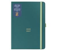 Busy B - Agenda scolaire A5 Busy Life - août 2026/août 2027 - Journal semainier avec double planning, calendrier annuel, passant pour stylo, pochettes et fermeture élastique - Bleu sarcelle (teal)