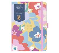 Busy B - Agenda scolaire A6 - août 2026/août 2027 - Planificateur semainier avec listes To-Do, pages de notes, 3 pochettes, passant pour stylo, planificateur annuel et fermeture élastique - Floral