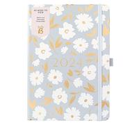 Busy B - Agenda semainier - Janvier à Décembre 2024 - Motif Floral Bleu - Agenda semainier A5 avec notes, porte-stylos et pochettes