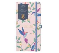 Busy B - Agenda Slim 2026 - Planificateur hebdomadaire compact de poche, présentation hebdomadaire, pages de notes et pochette de rangement - Oiseaux