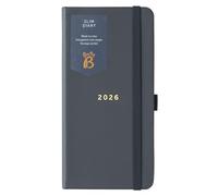 Busy B - Agenda Slim 2026 - Planificateur hebdomadaire compact de poche, présentation hebdomadaire, pages de notes et pochette de rangement - Similicuir Charbon