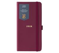 Busy B - Agenda Slim 2026 - Planificateur hebdomadaire compact de poche, présentation hebdomadaire, pages de notes et pochette de rangement - Similicuir Bordeaux
