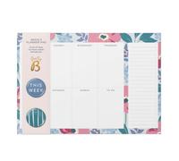 Busy B - Bloc planificateur semainier - Floral bleu ciel - 52 feuilles | Le bloc de planification semainier comprend 52 feuilles détachables, deux aimants et un espace pour les notes.