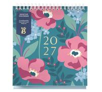 Busy B - Calendrier de bureau 2027 - Motif Floral Bleu Sarcelle